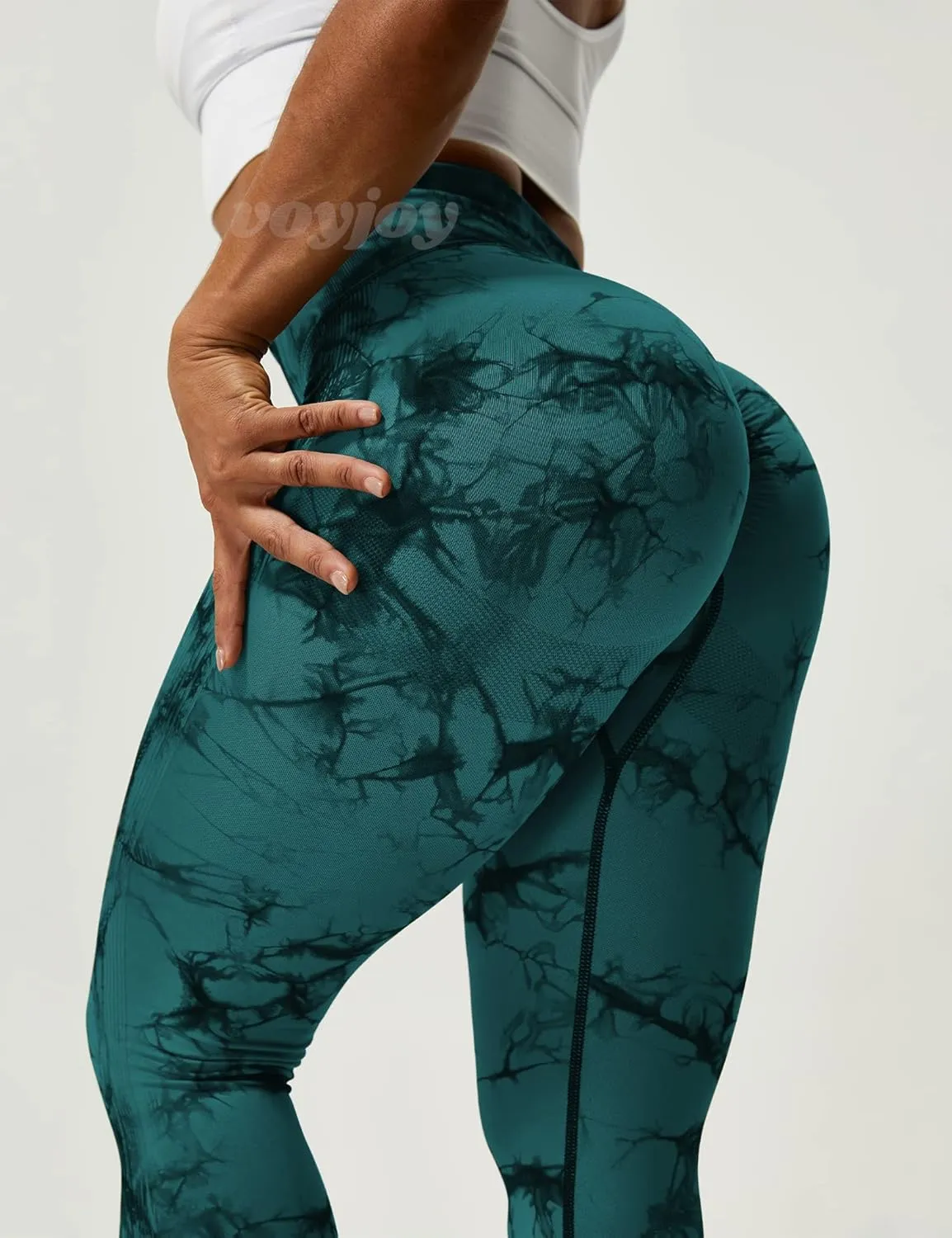 VOYJOY Seamless Leggings for Women High Waist Yoga Pants Scrunch Butt Lifting Elastic Tights