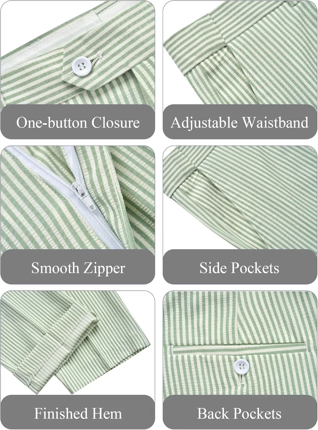 WEEN CHARM Men's 2 Piece Slim Fit Pinstripe Seersucker Suit Lightweight Breathable for Beach Wedding Summer Formal