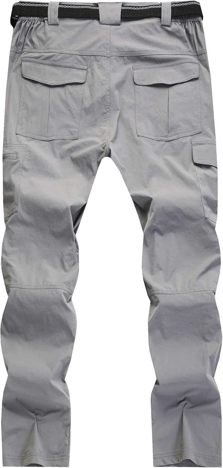 WENRONSTA Men's Hiking Work Cargo Pants Quick-Dry Lightweight Waterproof 6 Pockets Outdoor Mountain Fishing Camping Pants