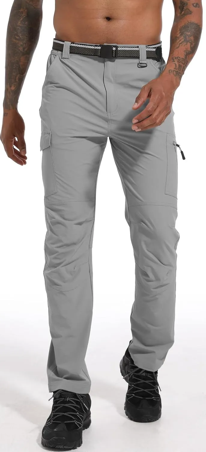 WENRONSTA Men's Hiking Work Cargo Pants Quick-Dry Lightweight Waterproof 6 Pockets Outdoor Mountain Fishing Camping Pants