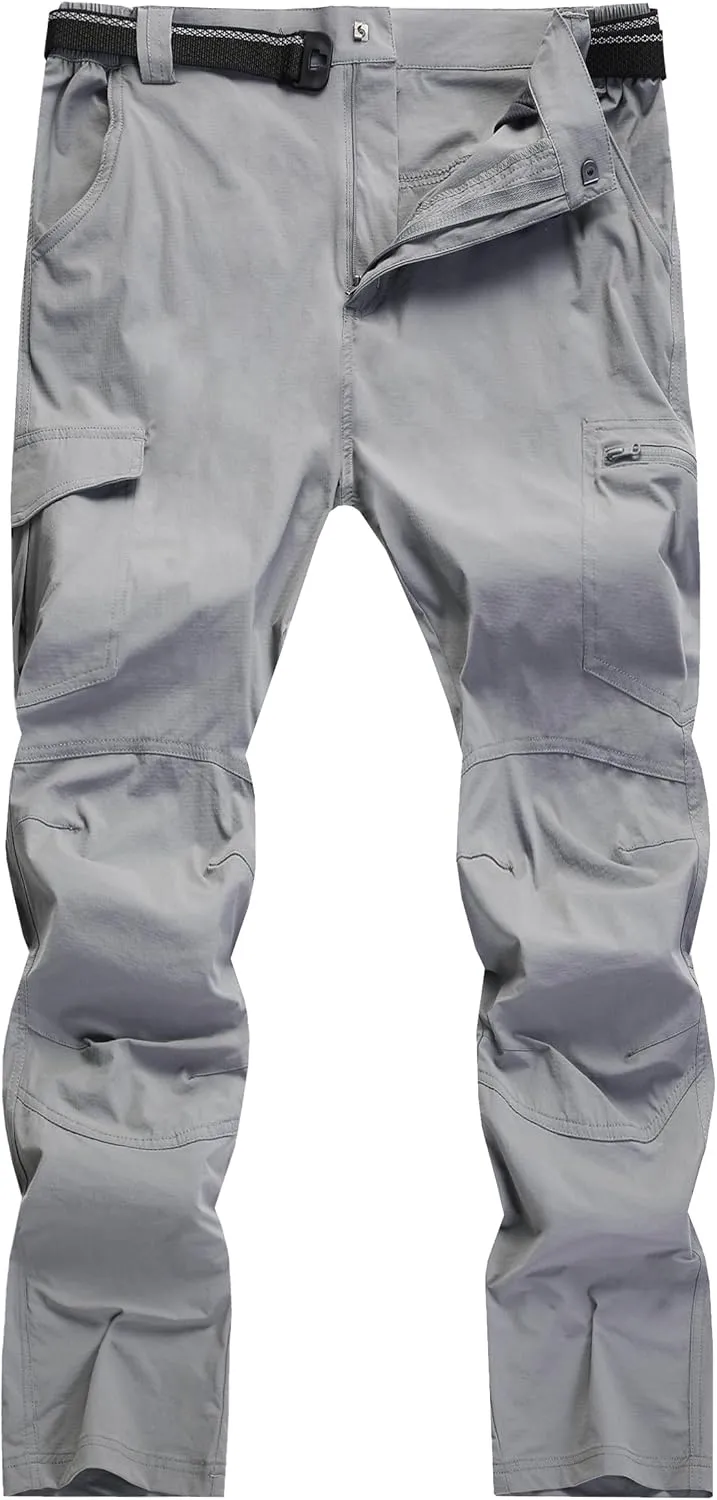 WENRONSTA Men's Hiking Work Cargo Pants Quick-Dry Lightweight Waterproof 6 Pockets Outdoor Mountain Fishing Camping Pants