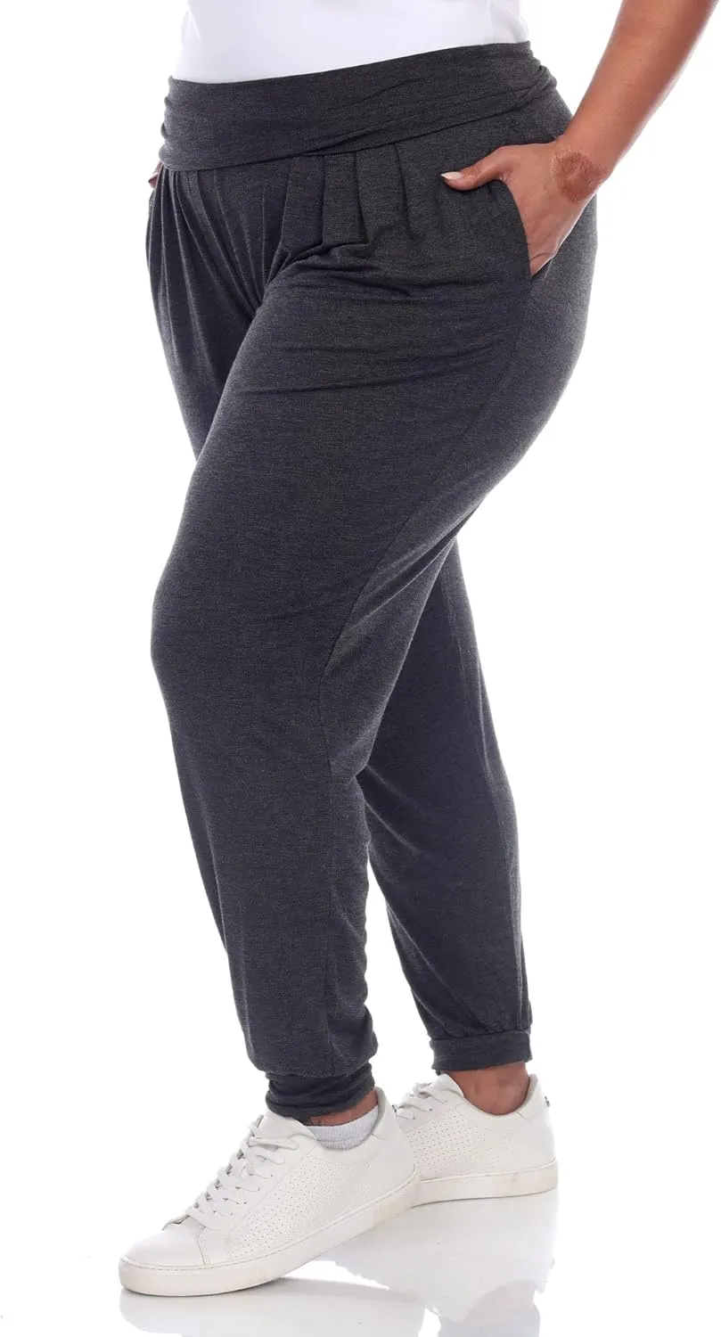 white mark Women's 2-PC Pack Harem Jogger Aladdin Elephant Pants with Pockets Relaxed High Waist Yoga Lounge Pants