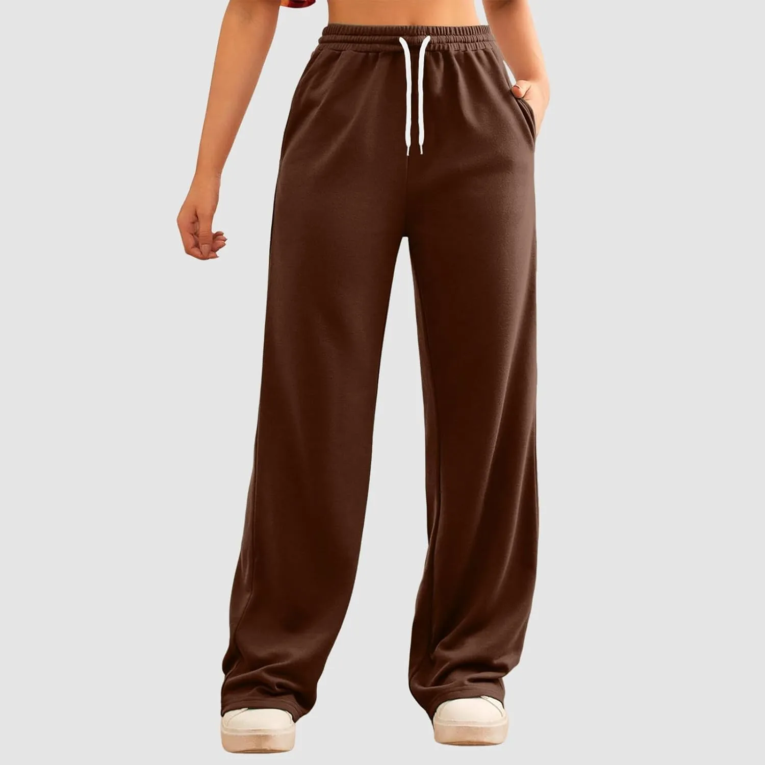 Women Cotton Linen Summer Flowy Pants High Waist Stretchy Loose Fit Pants Business Work