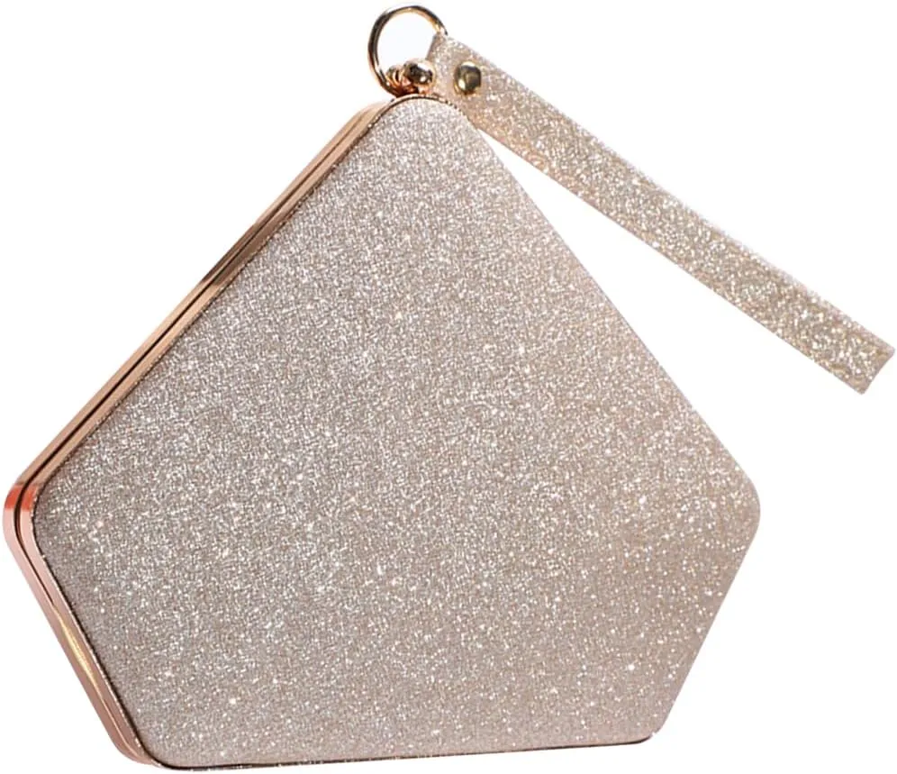 Women Evening Bag Sequin Clutch Bag Bridal Wedding Purse Ladies Sparkly Handbag Glitter Pentagon Shoulder Bag