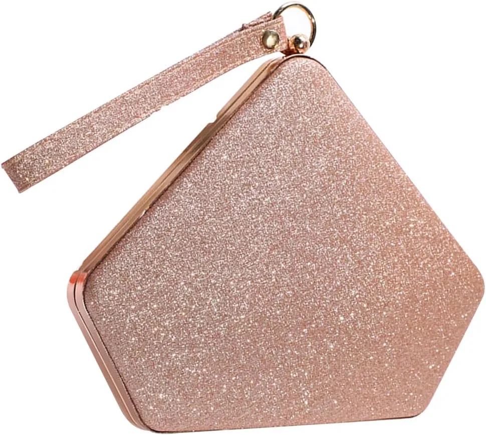 Women Evening Bag Sequin Clutch Bag Bridal Wedding Purse Ladies Sparkly Handbag Glitter Pentagon Shoulder Bag