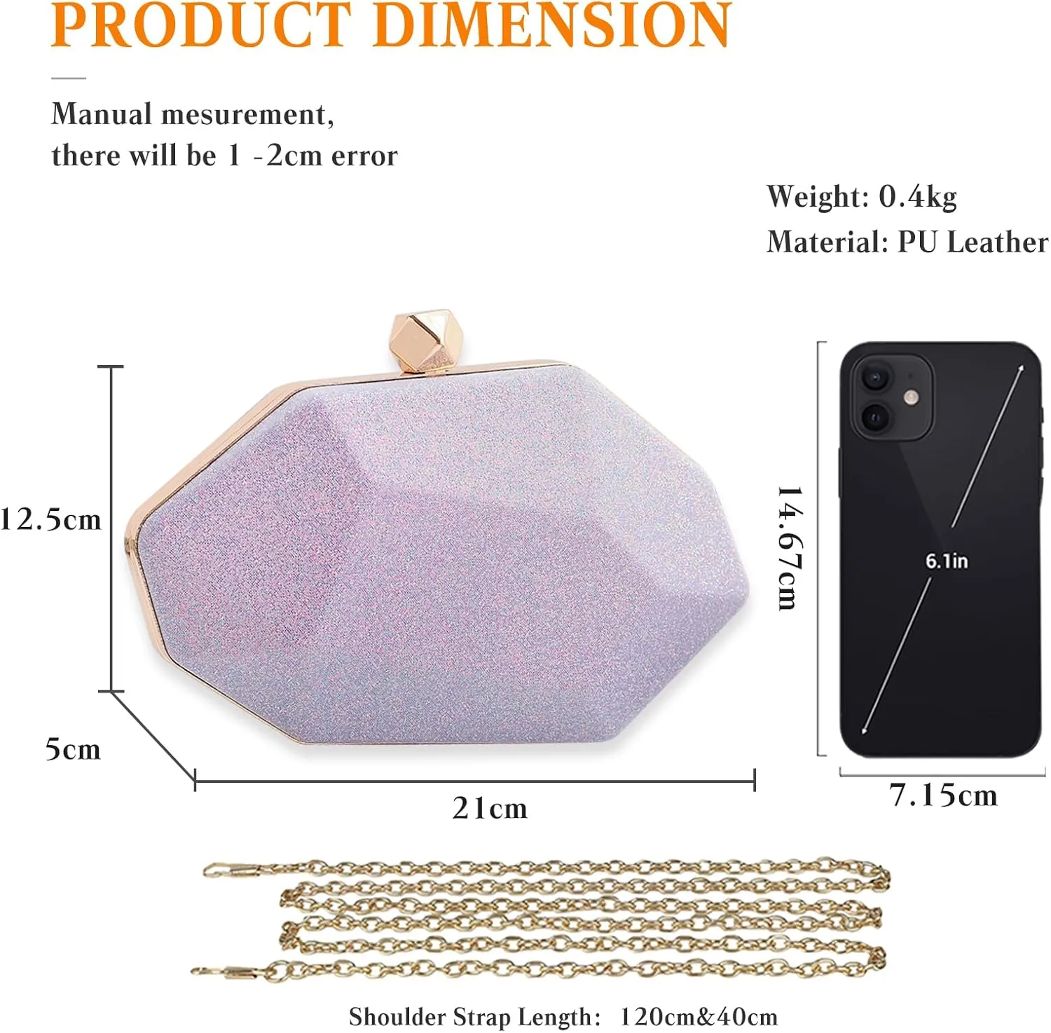 Women Evening Bag Sequin Clutch Bag Sparkly Handbag Bridal Wedding Purse Glitter Irregular Dimensional Shoulder Bag
