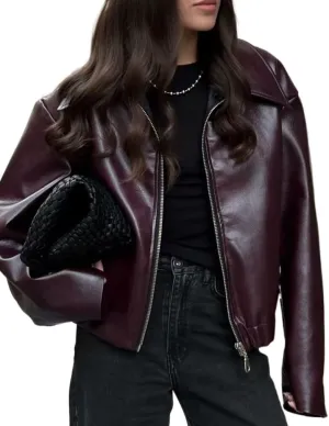 Women Gothic Faux Leather Jackets Oversized Vintage Outfits Grunge Punk Moto Biker Coat Y2K Altnertive Streetwear