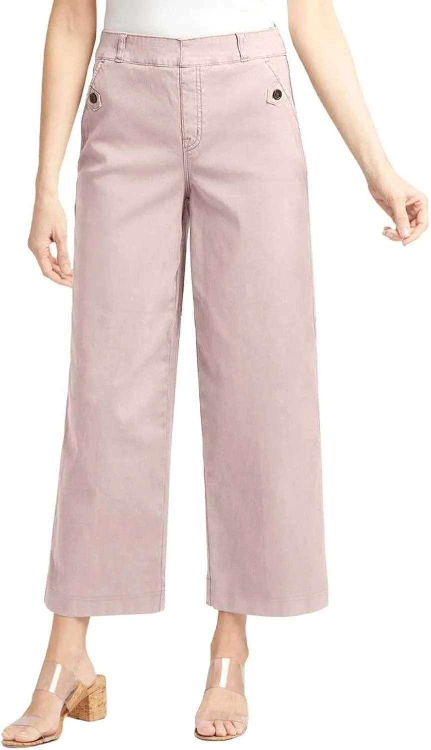 Women High Waist Casual Wide Leg Long Linen Palazzo Pants Trousers Stretch Twill Cropped Plus Size Pants with Pockets