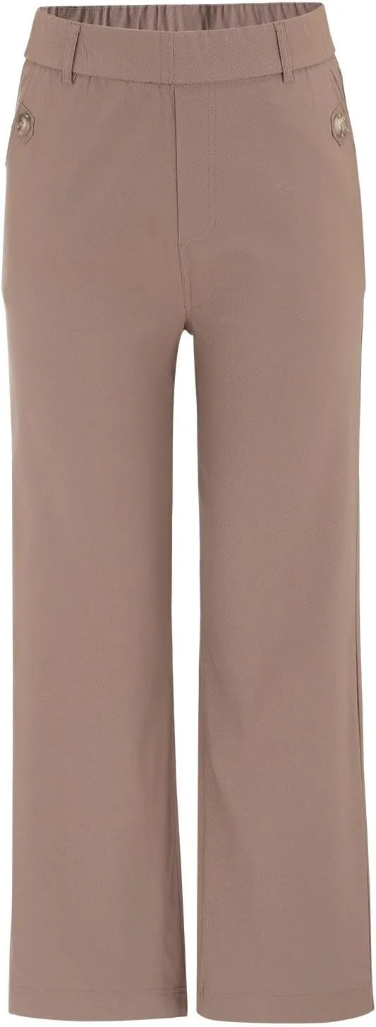 Women High Waist Casual Wide Leg Long Linen Palazzo Pants Trousers Stretch Twill Cropped Plus Size Pants with Pockets