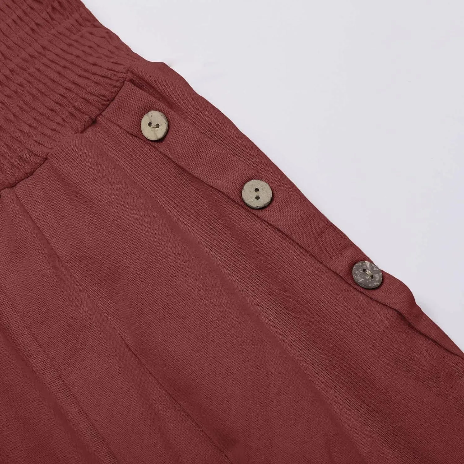 Women High Waisted Linen Palazzo Pants Summer Vacation 2025 Long Wide Leg Lounge Beach Pant Trousers with Pockets