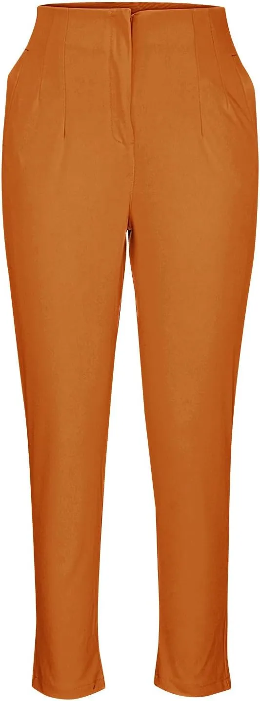 Women Suit Pants Dressy Elegant High Elastic Waisted Stretchy Tummy Control Business Work Pants Casual Skinny Pants