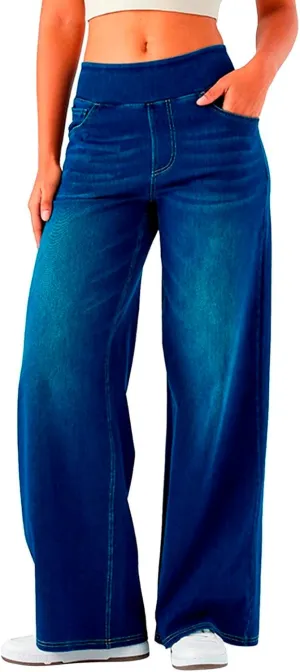 Women Sweatpant Jeans,Sweatpants That Look Like Jeans,High Waisted Stretchy Pull On Straight Wide Leg Denim Pants