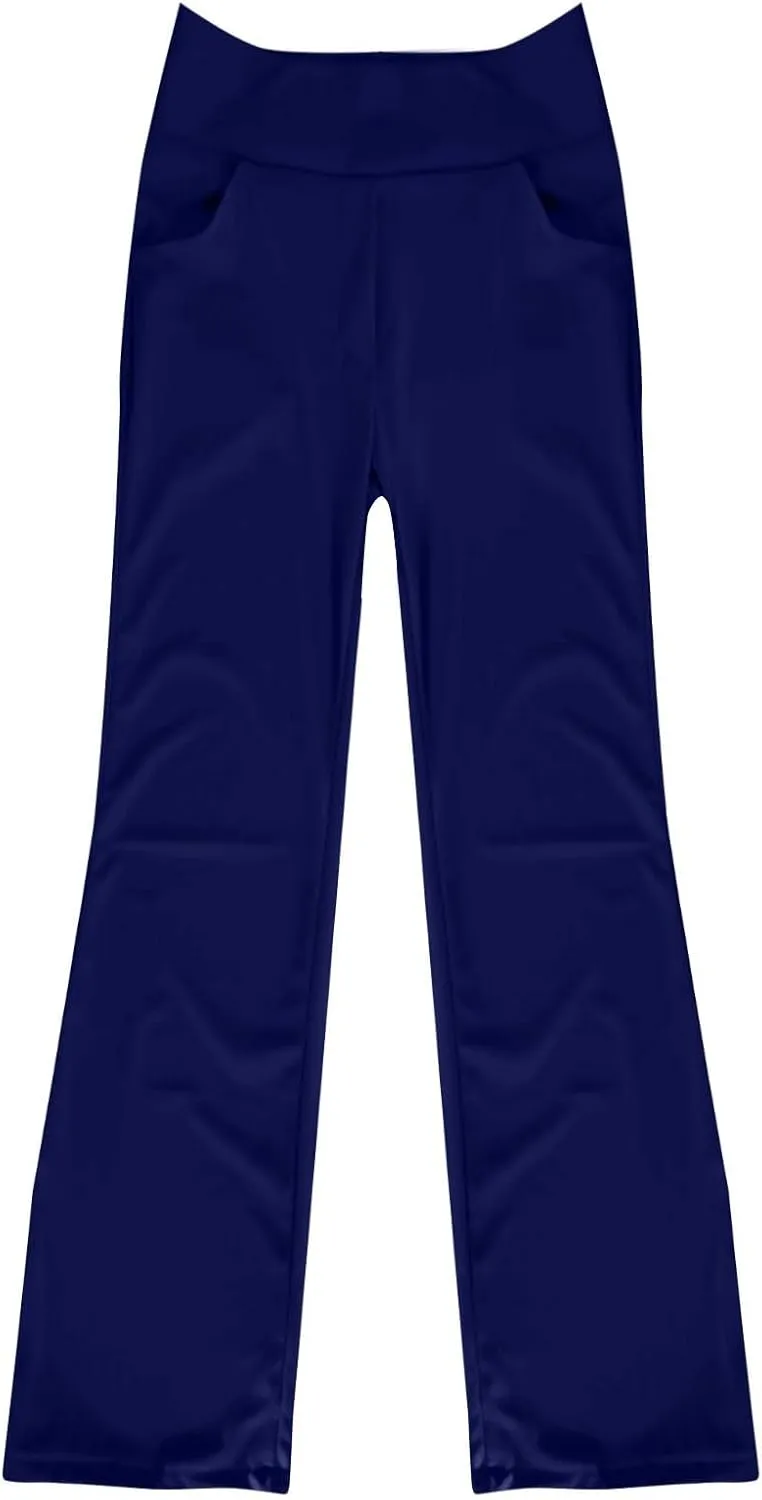 Women Yoga Pants High Waist Wide Leg Work Pants Comfy Stretch Lounge Trousers Solid Flare Sweatpants with Pockets