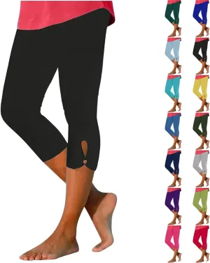 Womens Capris for Summer Dressy Cropped High Waist Yoga Pants Comfy Stretchy Leggings Workout Compression Pants