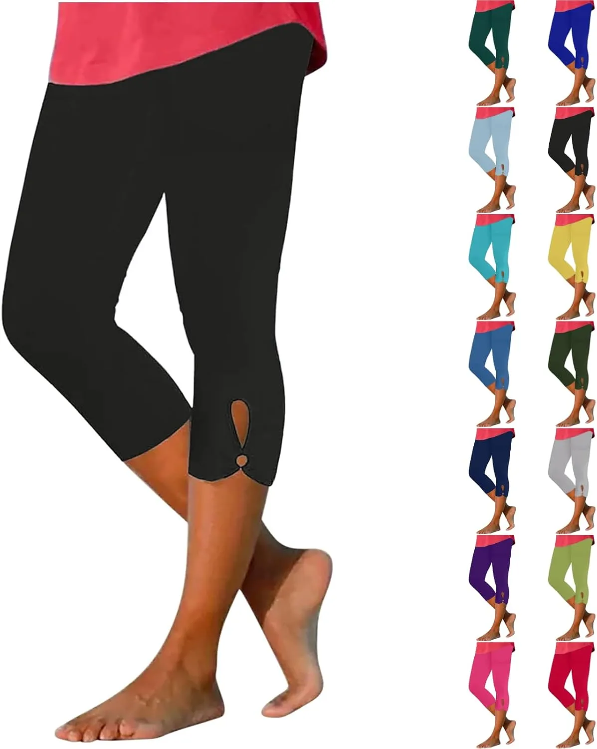 Womens Capris for Summer Dressy Cropped High Waist Yoga Pants Comfy Stretchy Leggings Workout Compression Pants