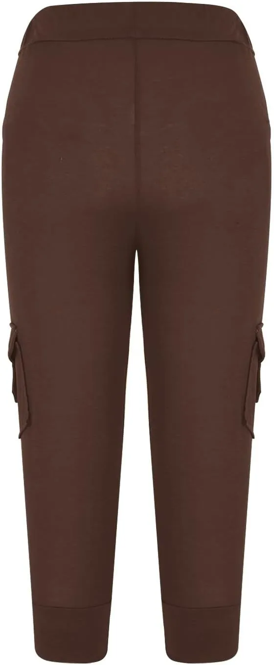 Women's Cargo Capri Pants Drawstring High Waist Casual Pockets Joggers 2025 Trendy Relaxed Fit Trousers
