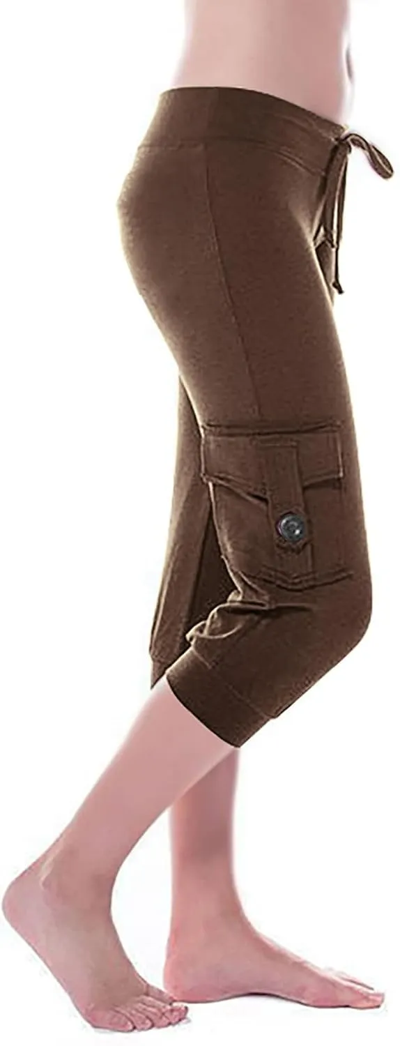 Women's Cargo Capri Pants Drawstring High Waist Casual Pockets Joggers 2025 Trendy Relaxed Fit Trousers
