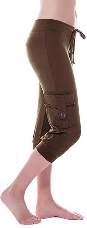 Women's Cargo Capri Pants Drawstring High Waist Casual Pockets Joggers 2025 Trendy Relaxed Fit Trousers