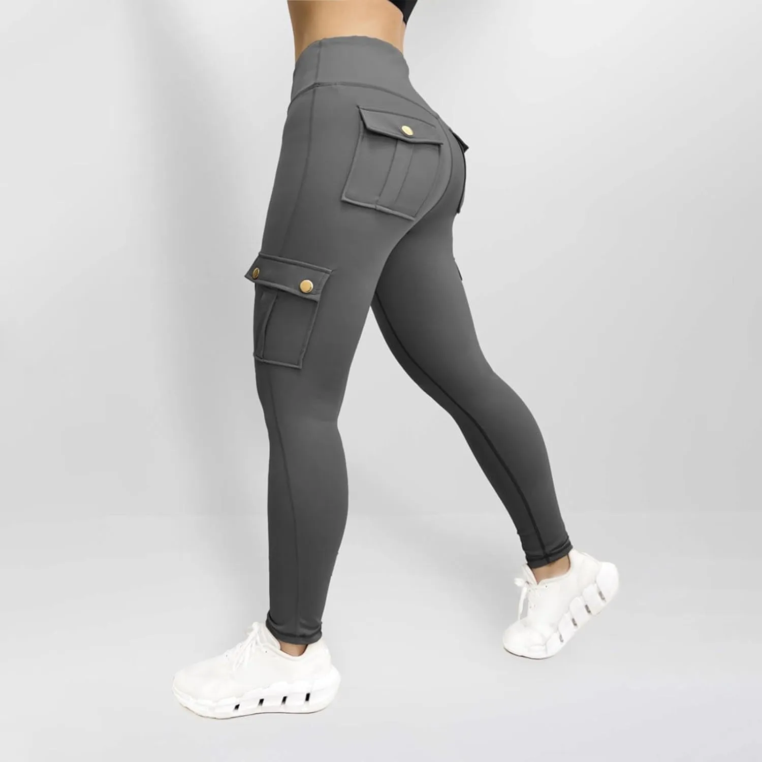 Womens Cargo Leggings with Multiple Porkets High Waisted Tummy Control Stretchy Trousers Workout Running Yoga Pants