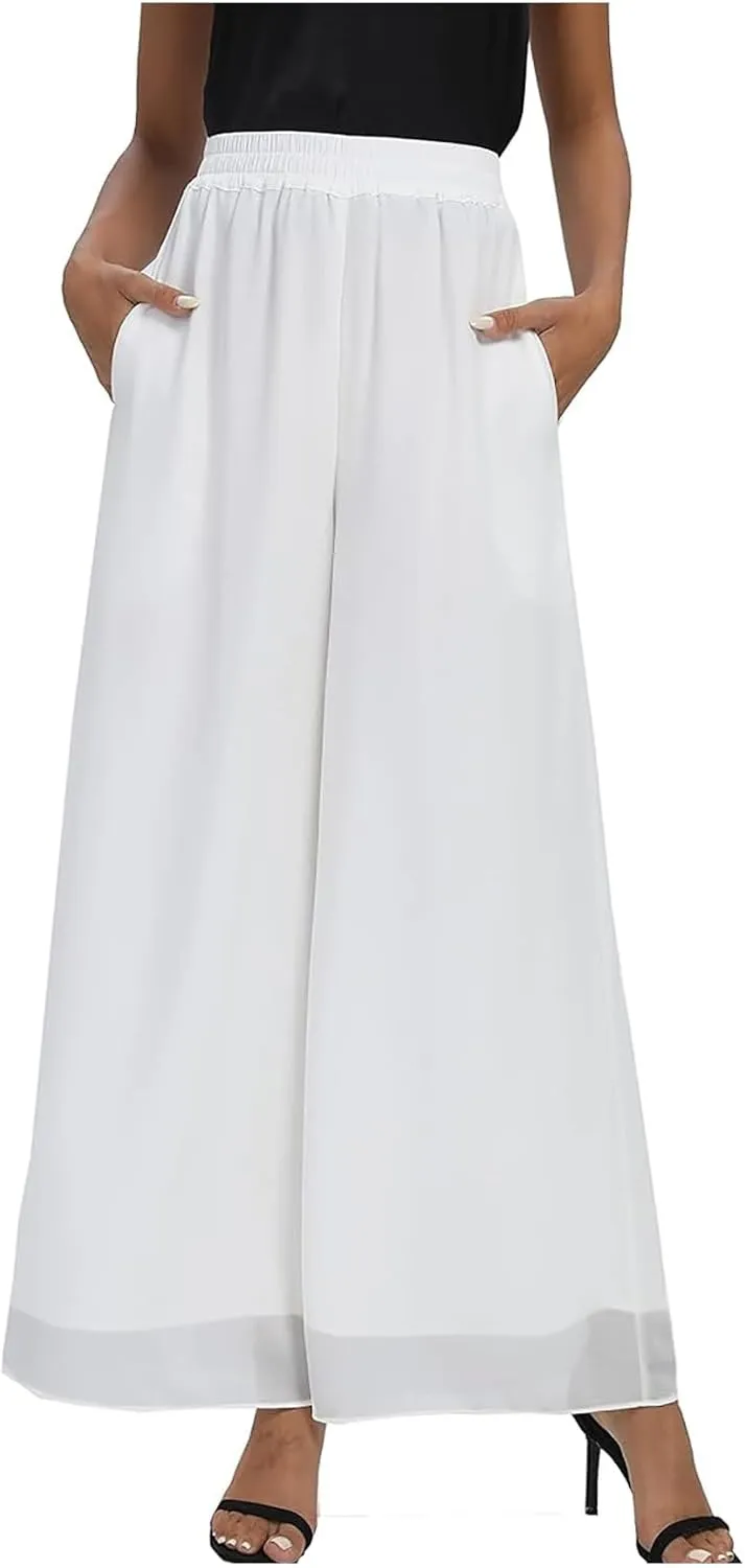 Women's Cotton Linen Summer Y2K Streetwear Palazzo Pants High Waist Stretchy Slim-Fit Palazzo Lounge Pants