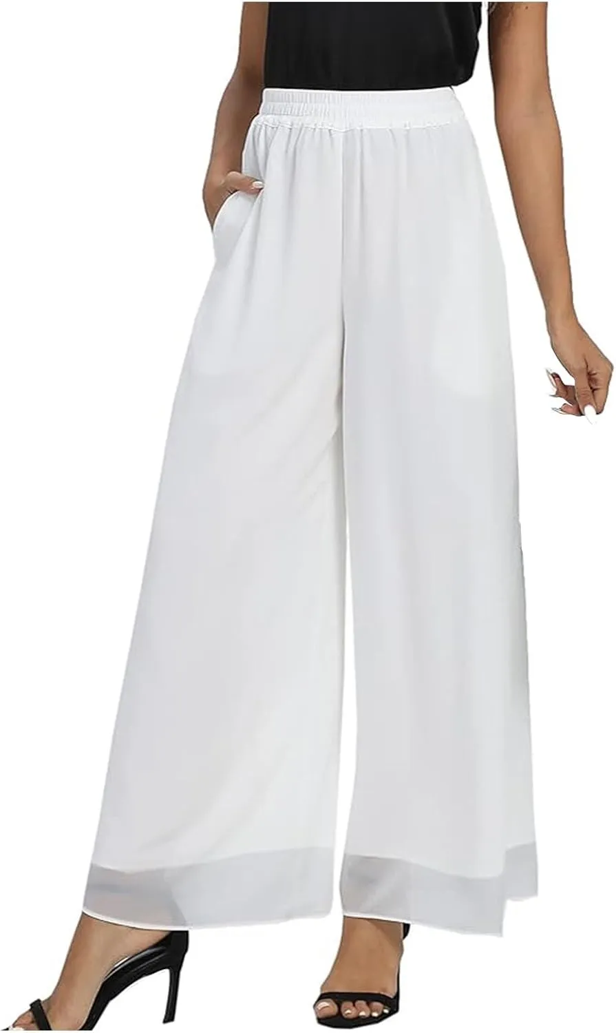 Women's Cotton Linen Summer Y2K Streetwear Palazzo Pants High Waist Stretchy Slim-Fit Palazzo Lounge Pants