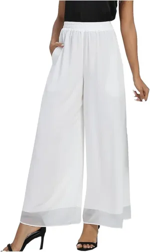 Women's Cotton Linen Summer Y2K Streetwear Palazzo Pants High Waist Stretchy Slim-Fit Palazzo Lounge Pants