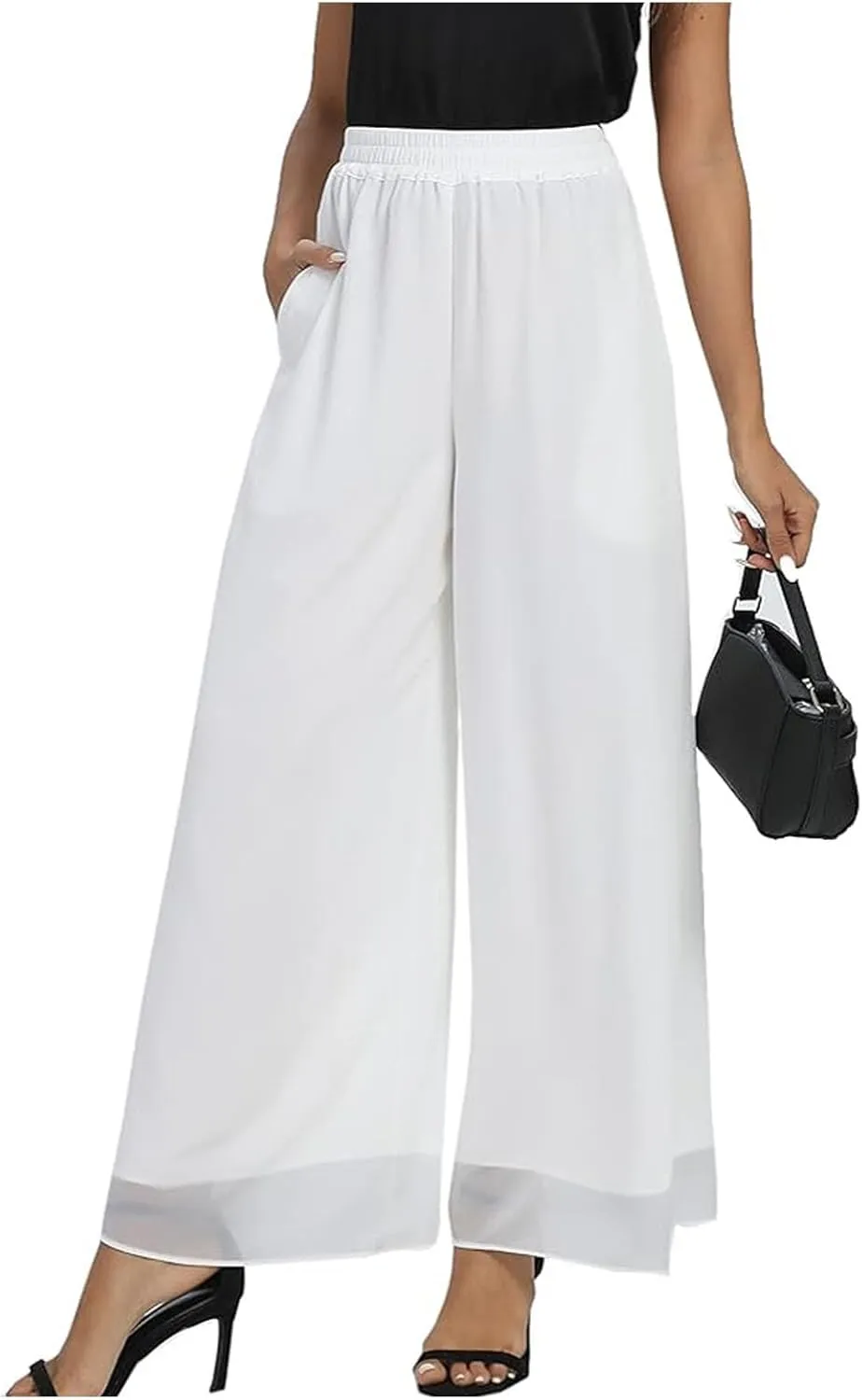 Women's Cotton Linen Summer Y2K Streetwear Palazzo Pants High Waist Stretchy Slim-Fit Palazzo Lounge Pants