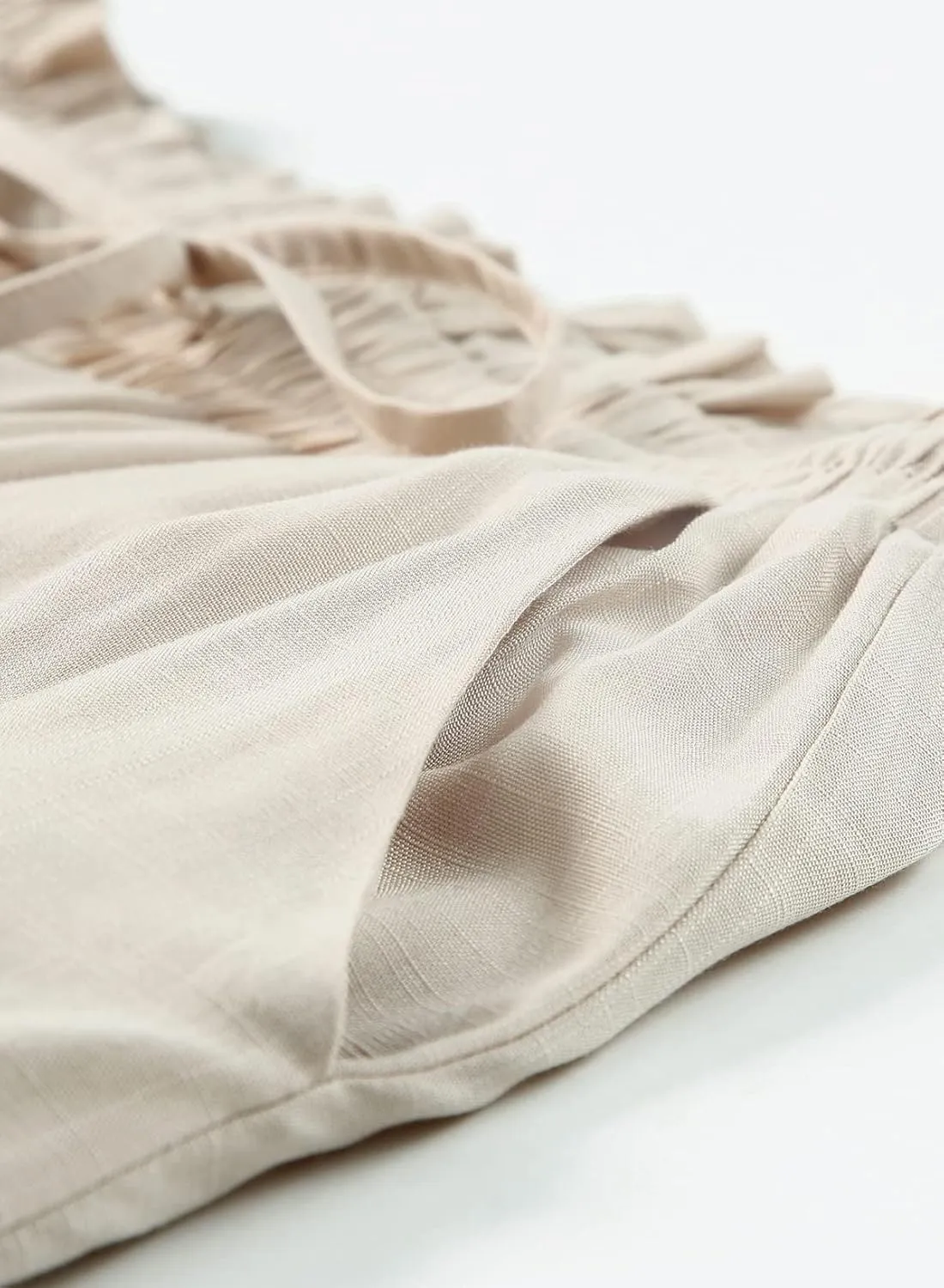 Womens Cotton Linen Wide Leg Pants Casual Elastic Belt High Waist Wide Leg Pants with Pockets Palazzo Lounge Pant