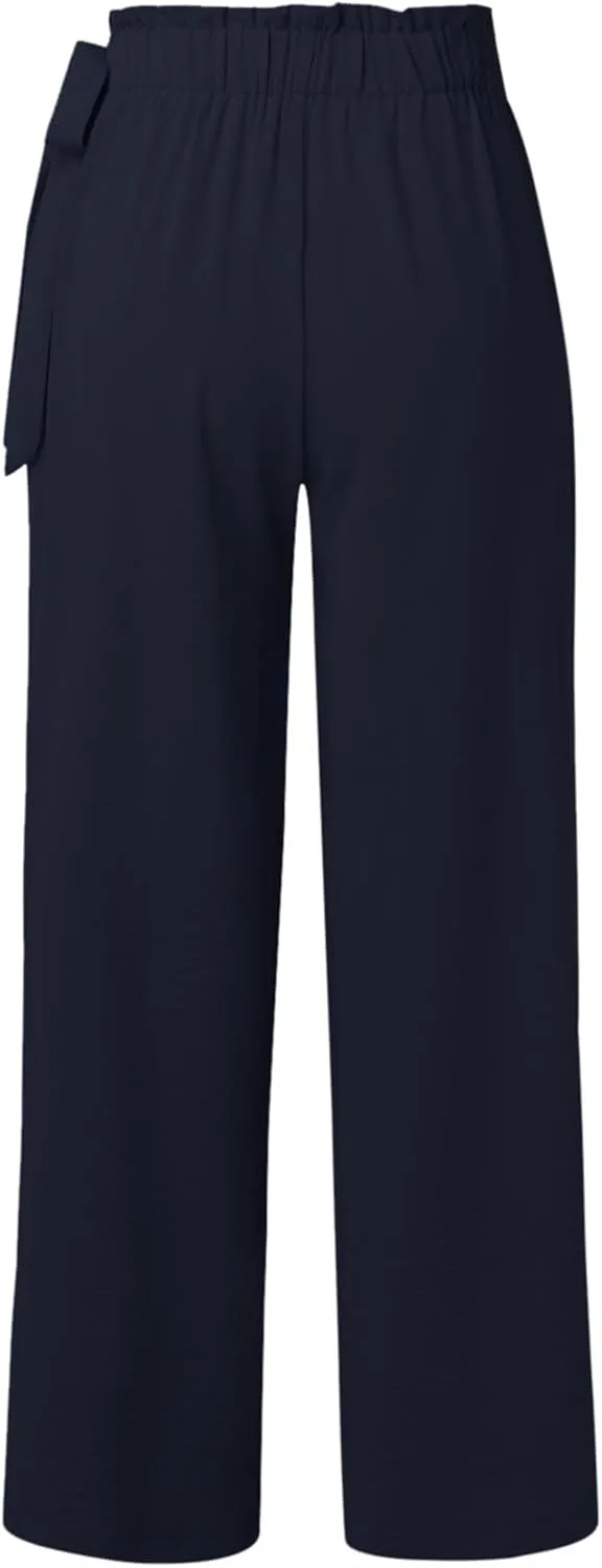 Womens Dress Pants Trousers Straight Leg Summer Low Rise Linen Cotton, Womens Pants Trendy Work Plus Size