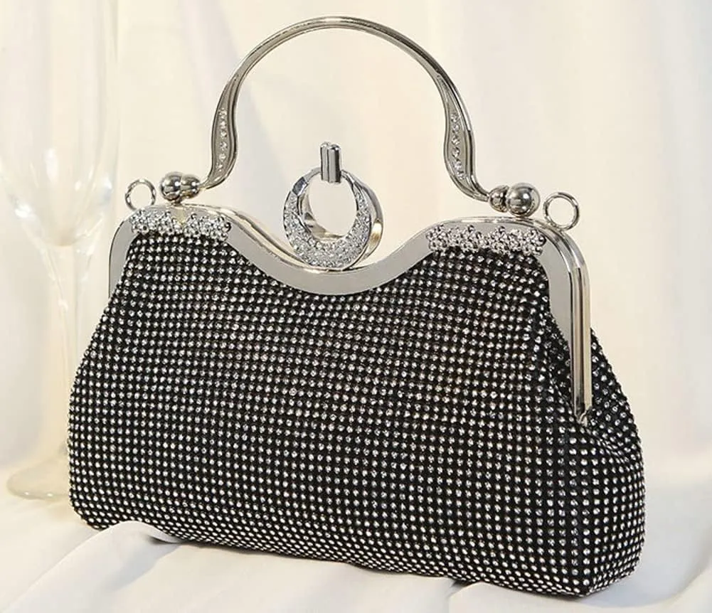 Women's Evening Clutch Purse Retro Crystal Tote Bag Wedding Party Glitter Purse Evening Handbags