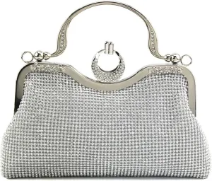 Women's Evening Clutch Purse Retro Crystal Tote Bag Wedding Party Glitter Purse Evening Handbags