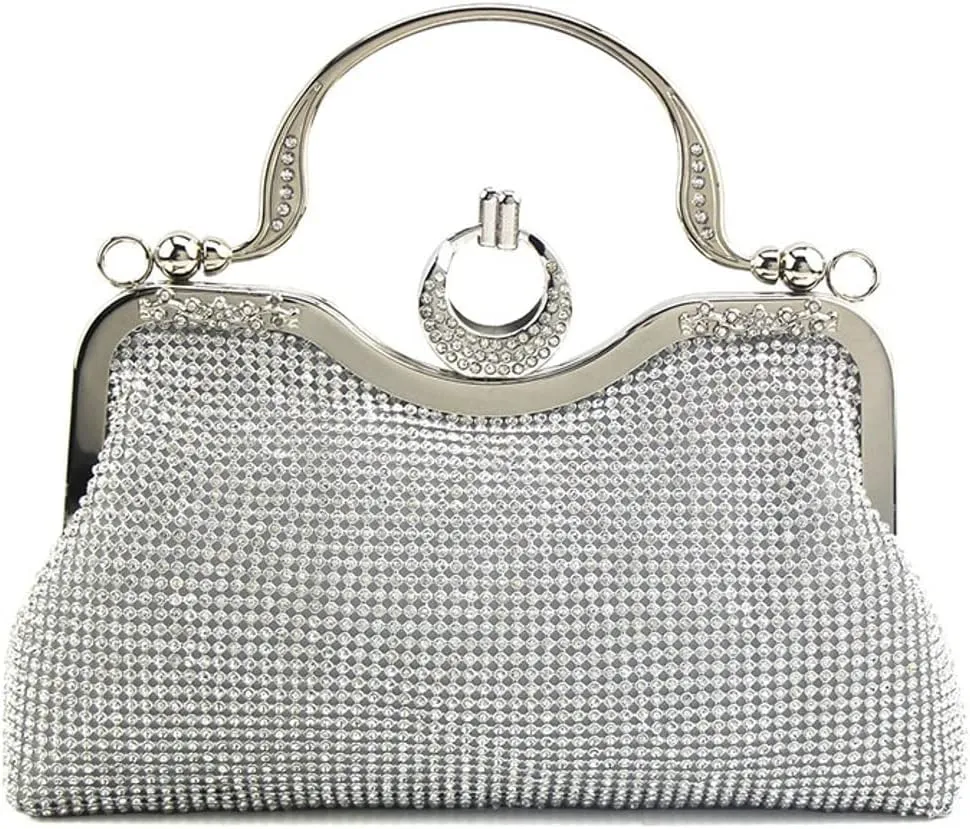 Women's Evening Clutch Purse Retro Crystal Tote Bag Wedding Party Glitter Purse Evening Handbags
