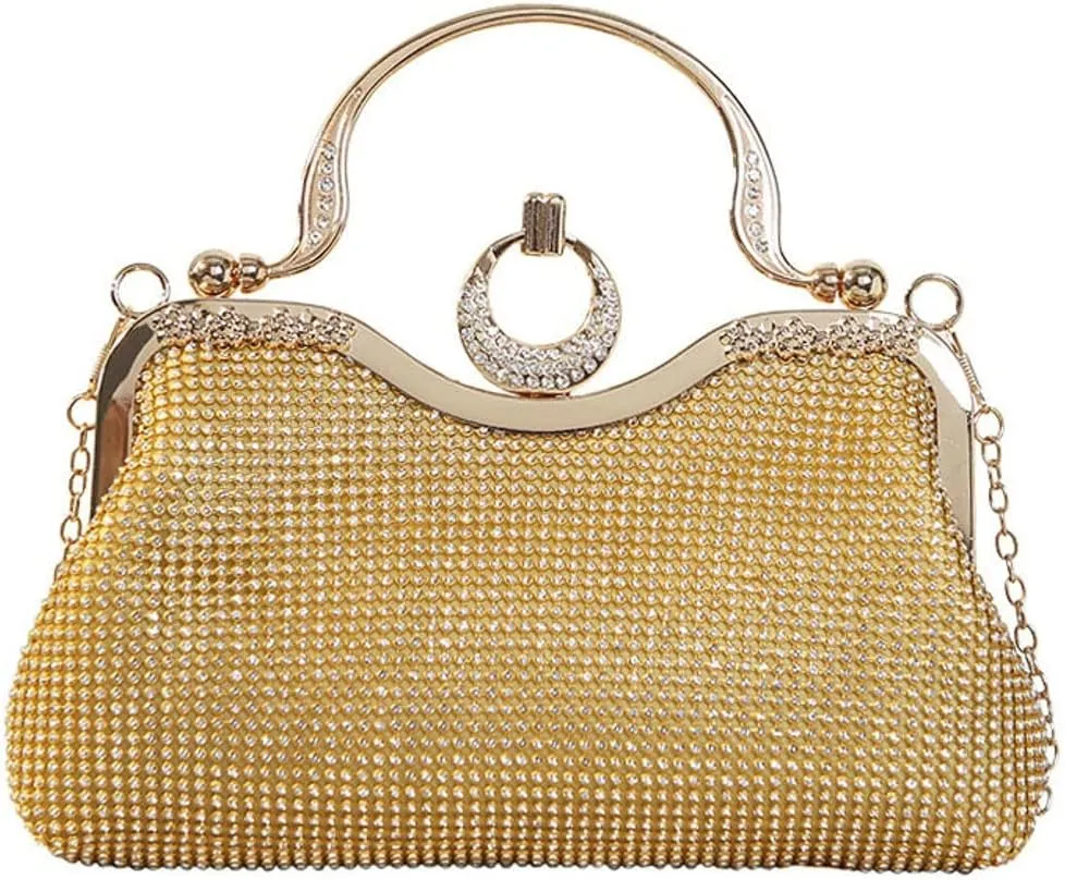 Women's Evening Clutch Purse Retro Crystal Tote Bag Wedding Party Glitter Purse Evening Handbags