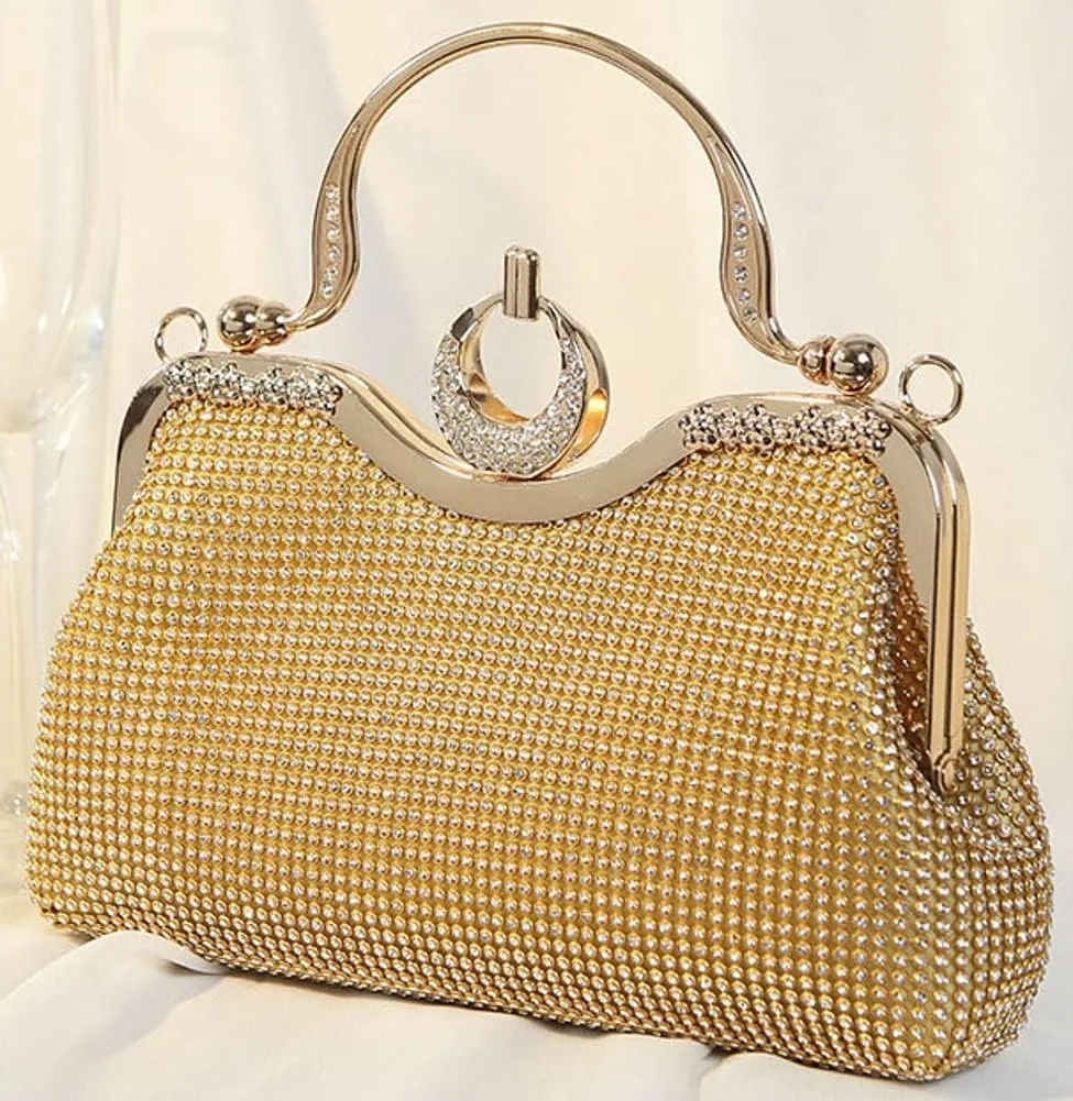 Women's Evening Clutch Purse Retro Crystal Tote Bag Wedding Party Glitter Purse Evening Handbags