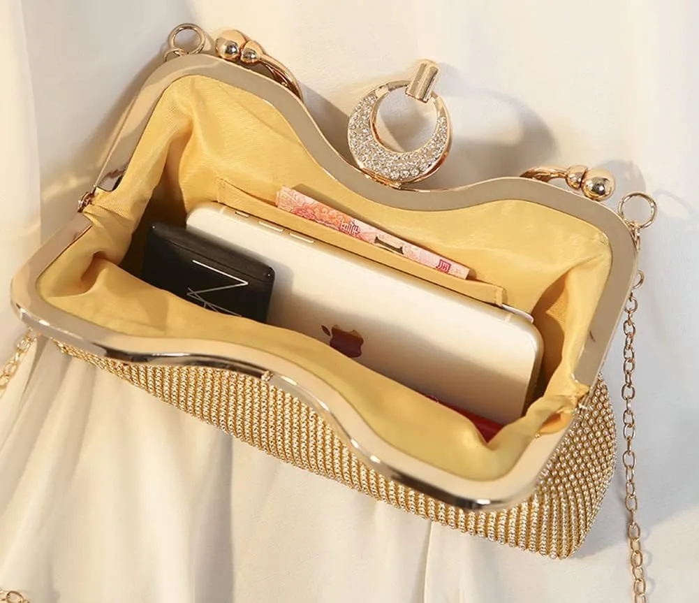 Women's Evening Clutch Purse Retro Crystal Tote Bag Wedding Party Glitter Purse Evening Handbags