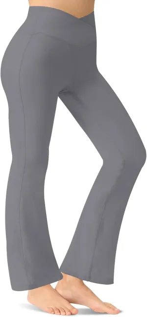 Women's Flare Yoga Pants - Crossover High Waisted Bootcut Leggings Bell Bottom Jazz Dress Pants Workout Gym Leggings