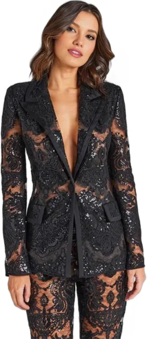 Women's Floral Lace Mesh 2 Piece Sets Suits Women Elegant Hollow Bridal Suiting for Wedding Party