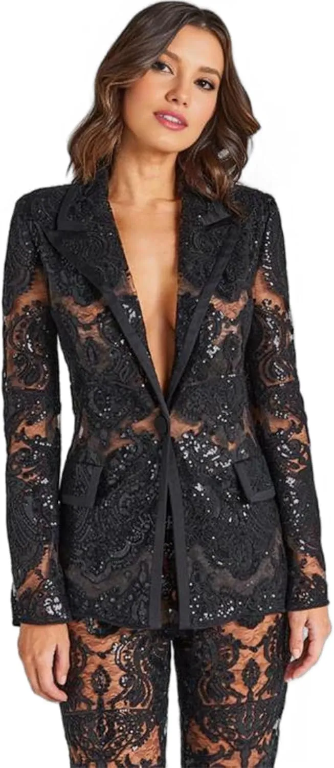 Women's Floral Lace Mesh 2 Piece Sets Suits Women Elegant Hollow Bridal Suiting for Wedding Party