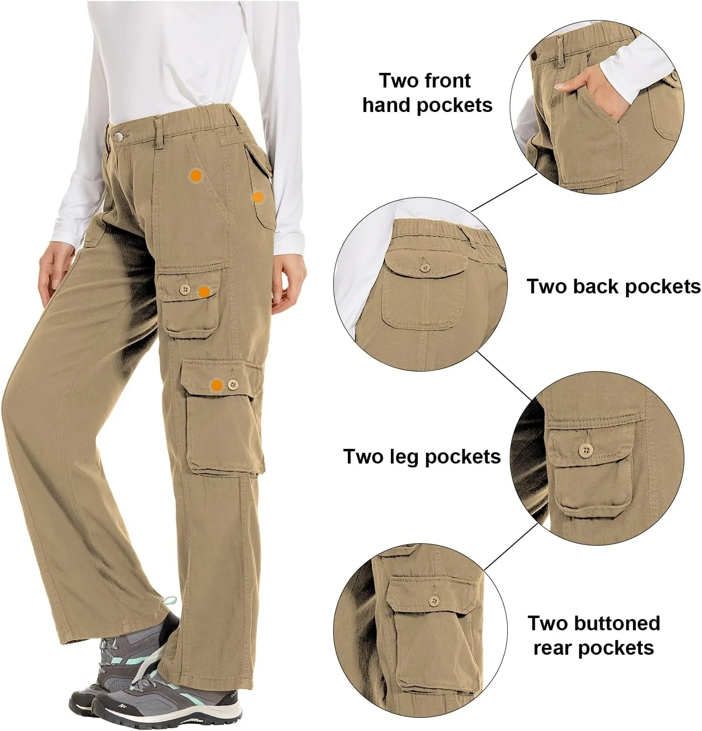 Women's Hiking Cargo Pants Joggers Cotton Casual Military Army Combat Work Pants with 7 Pocket