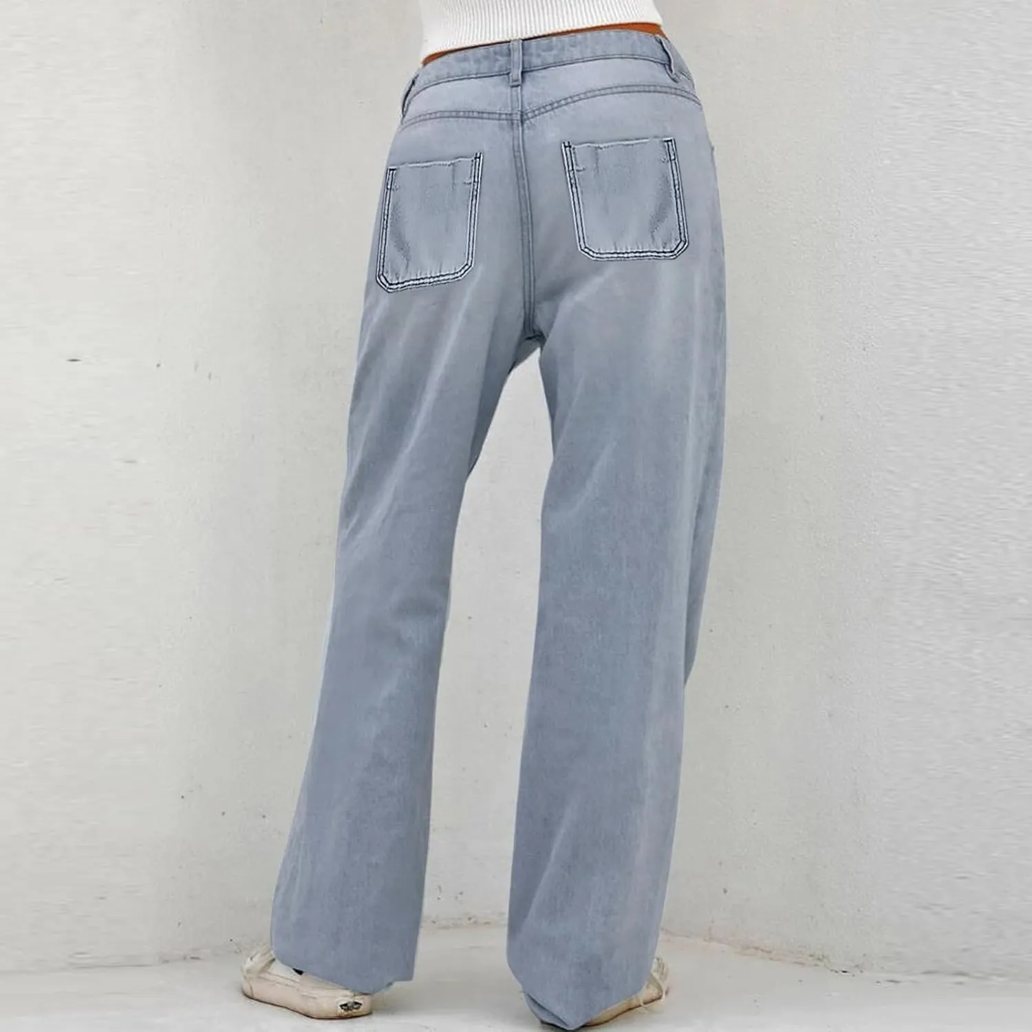 Women's Jeans Baggy Y2K Jeans High Waist Straight Leg Denim Pants Long Boyfried Jeans Relaxed Fit Jeans Streetwear