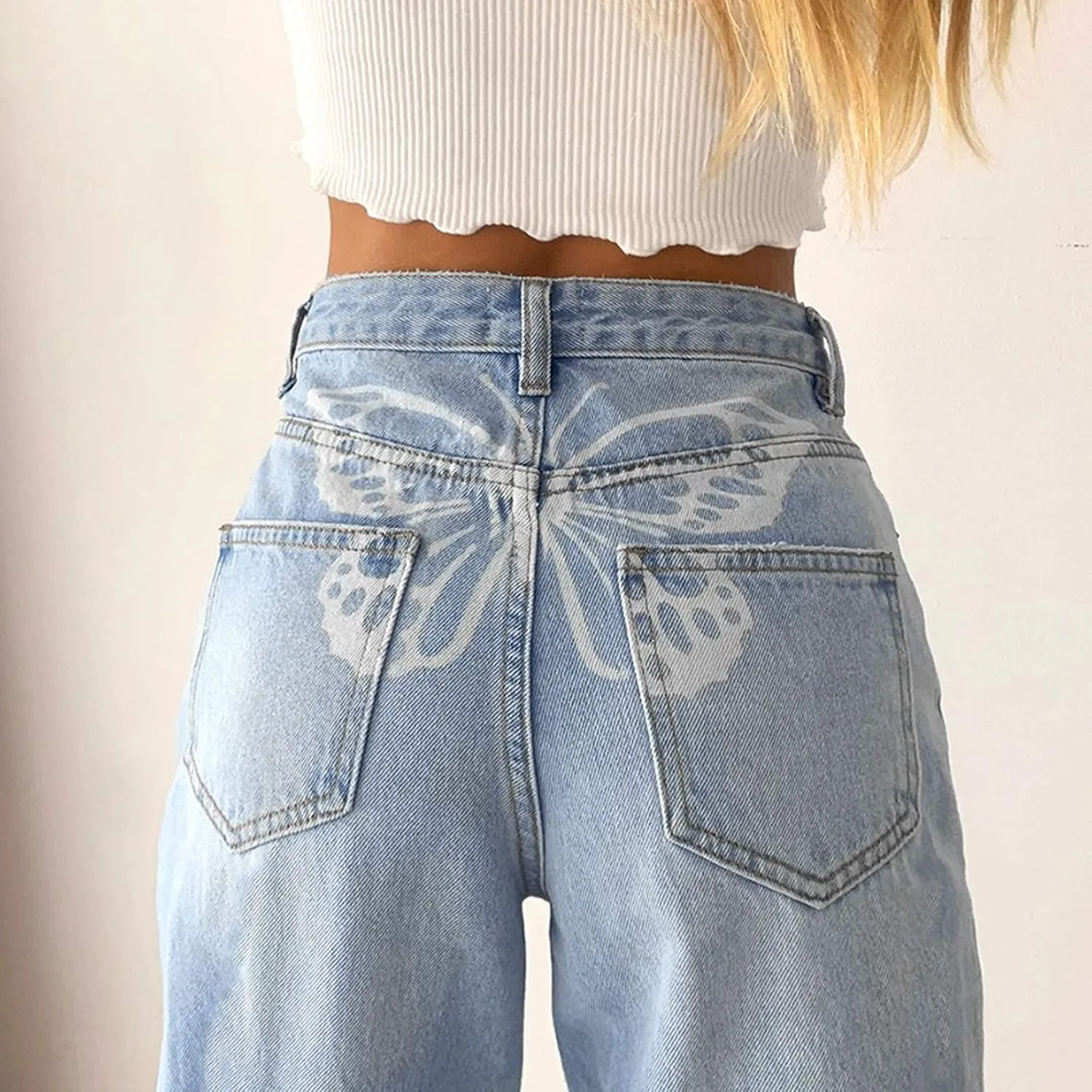 Women's Jeans Baggy Y2K Jeans High Waist Straight Leg Denim Pants Long Boyfried Jeans Relaxed Fit Jeans Streetwear