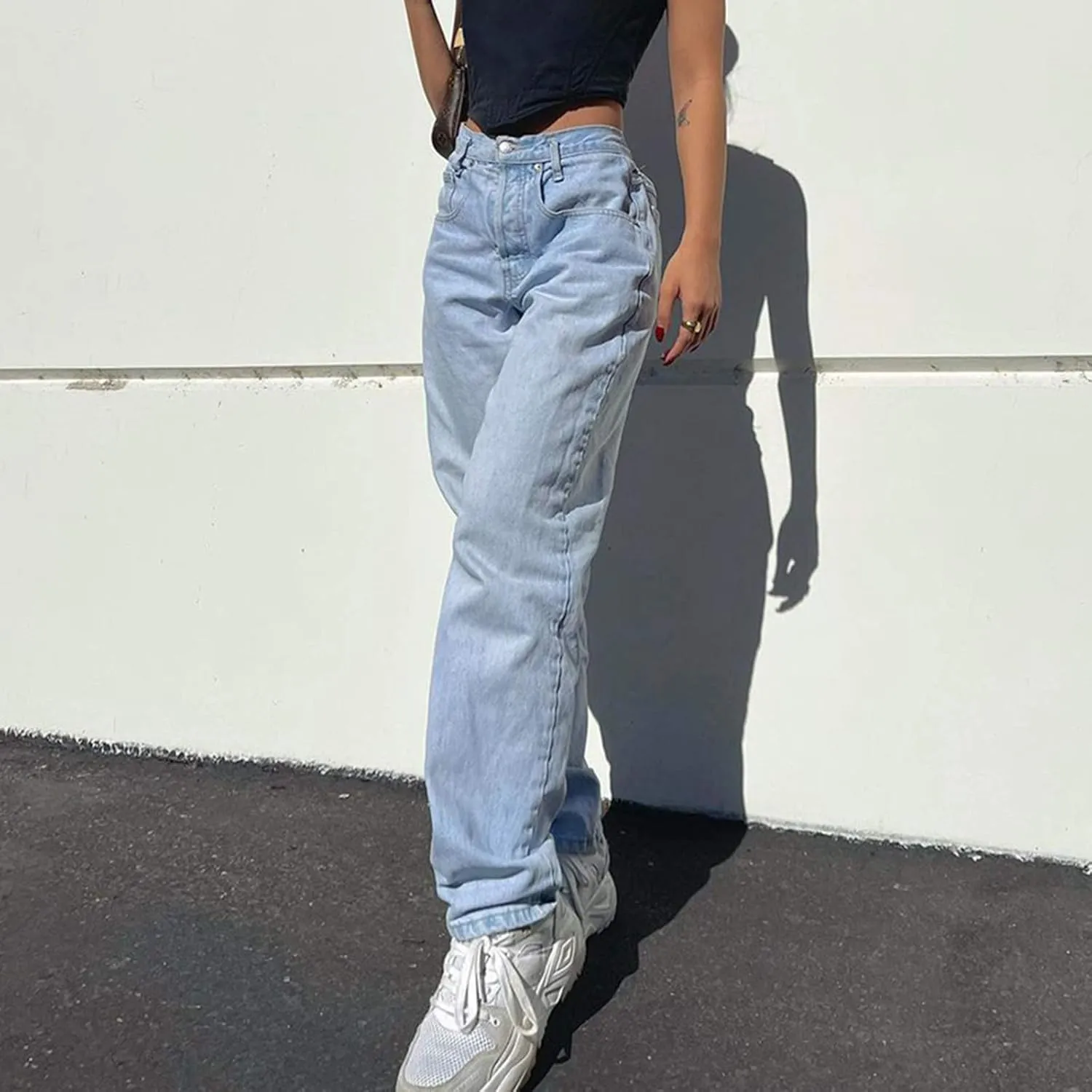 Women's Jeans Baggy Y2K Jeans High Waist Straight Leg Denim Pants Long Boyfried Jeans Relaxed Fit Jeans Streetwear