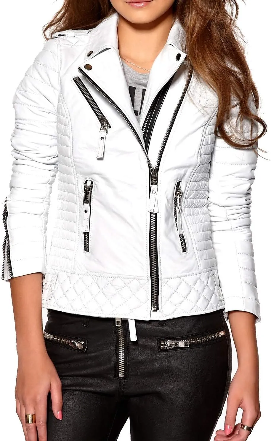 Women's Lambskin Leather Bomber Biker Jacket