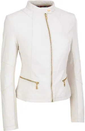 Women's Lambskin Leather Bomber Biker Jacket