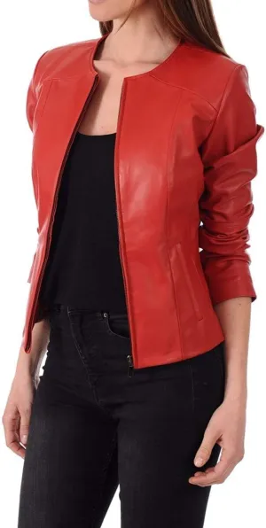 Women's Lambskin Leather Bomber Biker Jacket