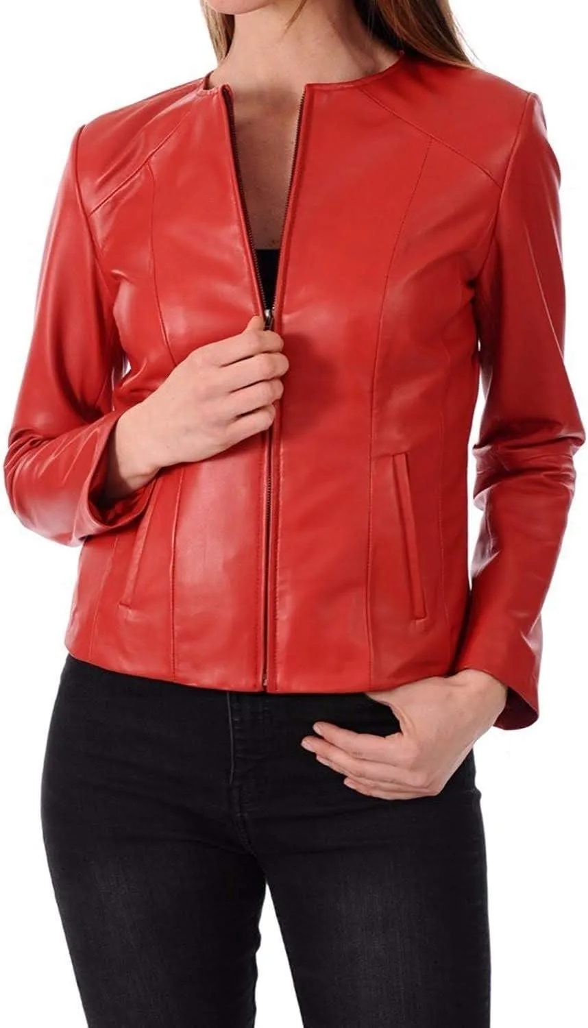 Women's Lambskin Leather Bomber Biker Jacket