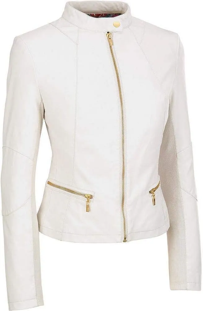 Women's Lambskin Leather Bomber Biker Jacket