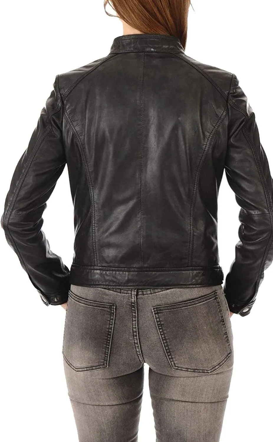 Women's Lambskin Leather Bomber Biker Jacket