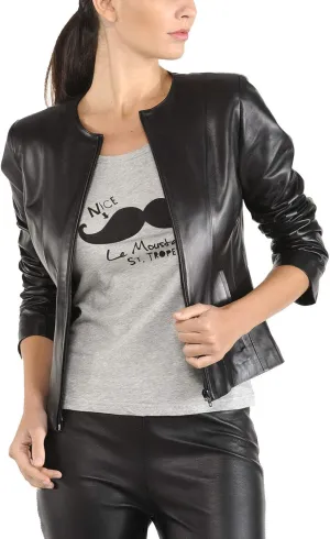 Women's Lambskin Leather Bomber Biker Jacket