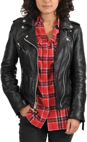 Women's Lambskin Leather Bomber Biker Jacket